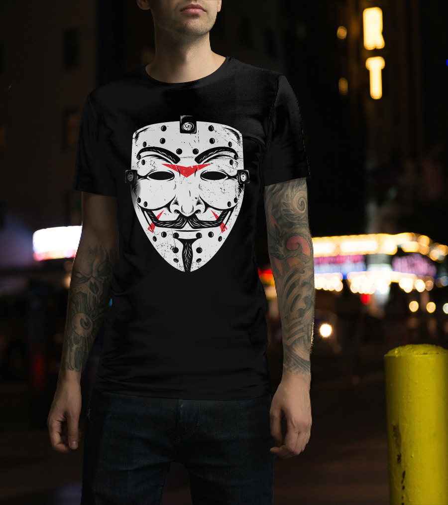 Friday Anonymous Hockey Mask V For Vendetta Crossover T-Shirt