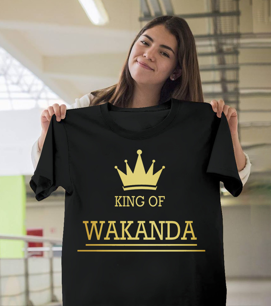 King Of Wakanda Golden Crown Logo Black Panther Marvel T-Shirt