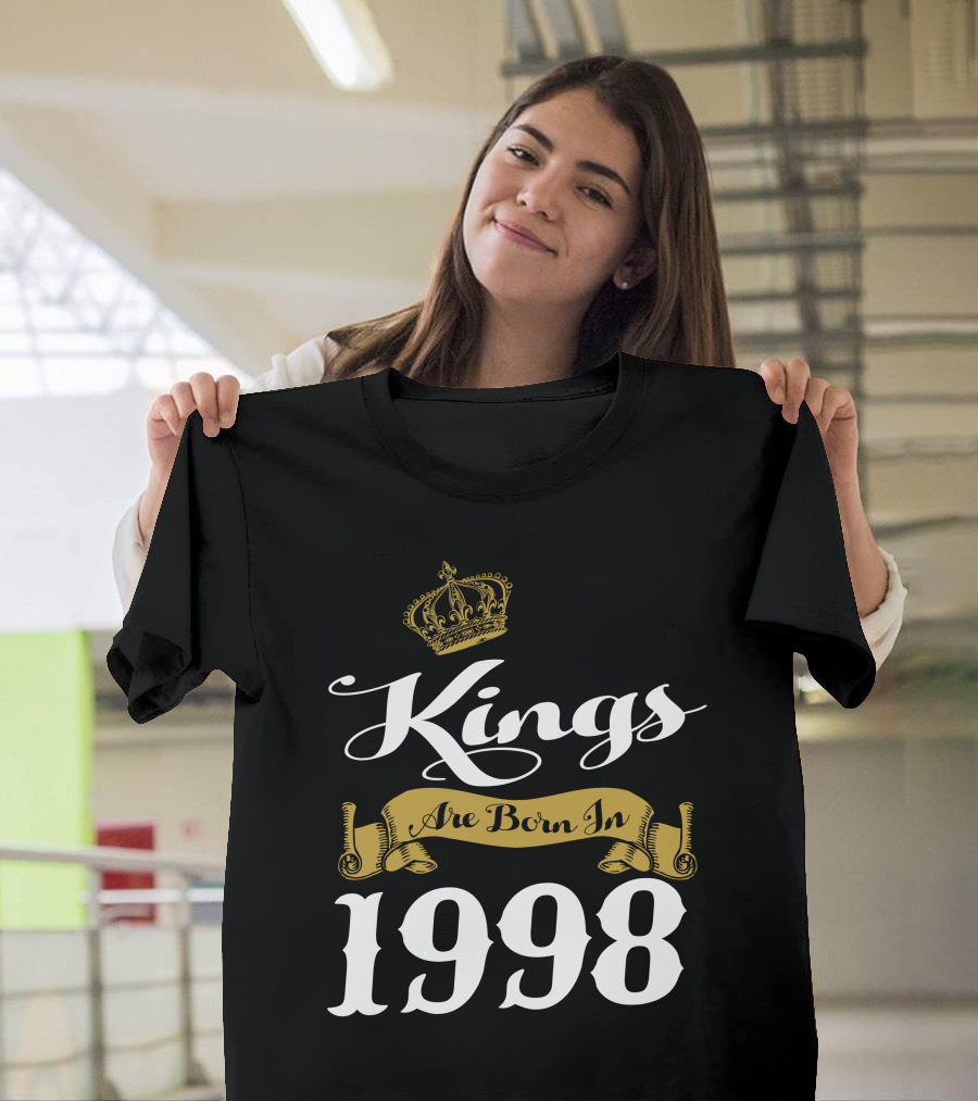 Kings Are Born In 1998 Crown Banner T-Shirt