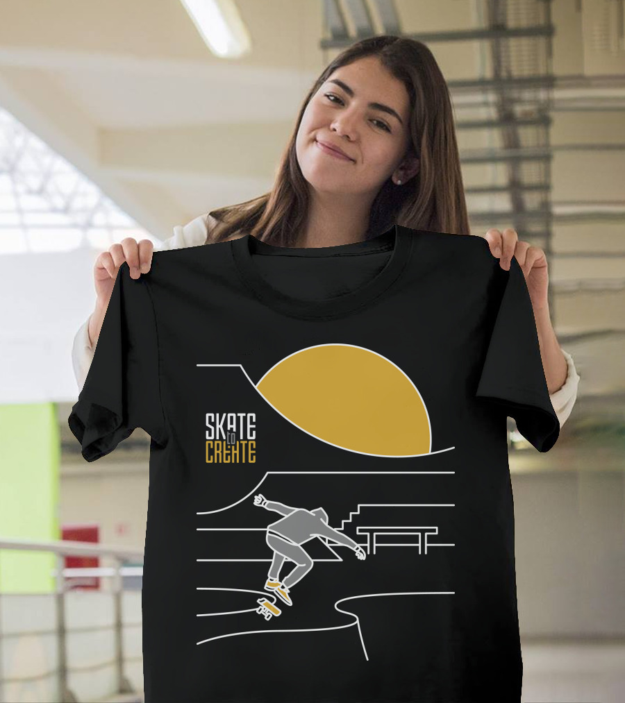 Skate to Create Sunset Skateboarder Silhouette Park Scene T-Shirt