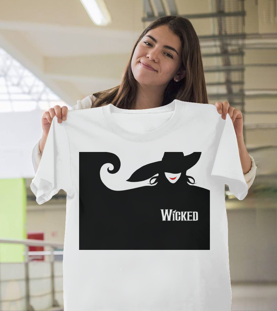 Wicked Musical Witch Silhouette with Red Lips and Hat T-Shirt