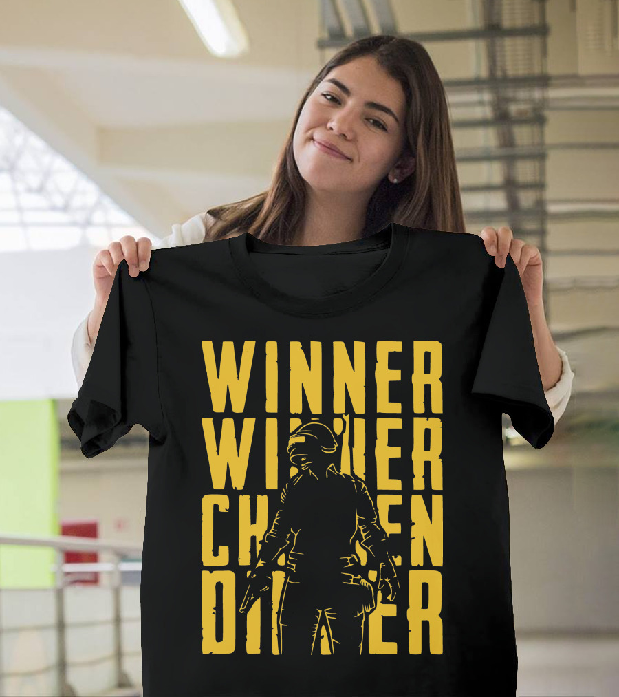Winner Winner Chicken Dinner PUBG Silhouette Gaming Victory T-Shirt