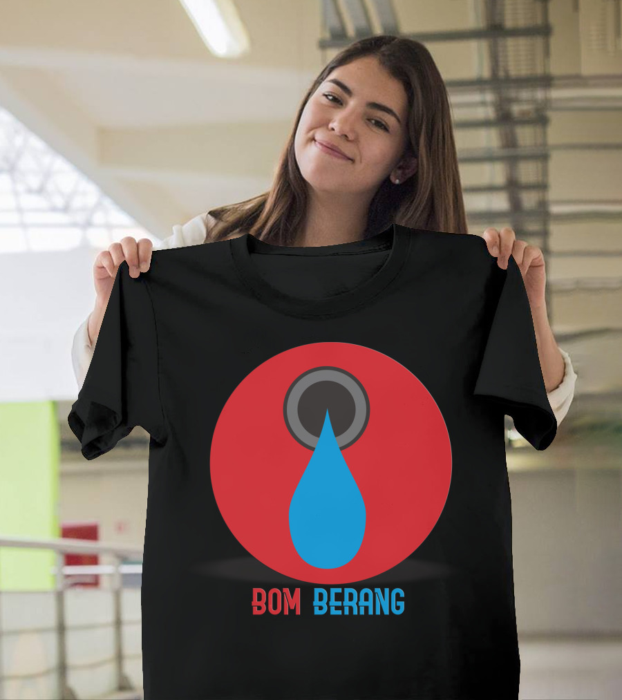 BOM BERANG Red Circle with Blue Teardrop and Black Ring T-Shirt