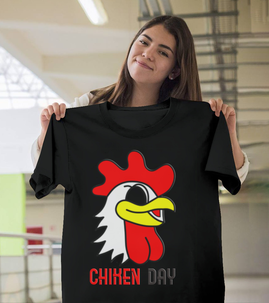 CHIKEN DAY Rooster Cartoon Face T-Shirt