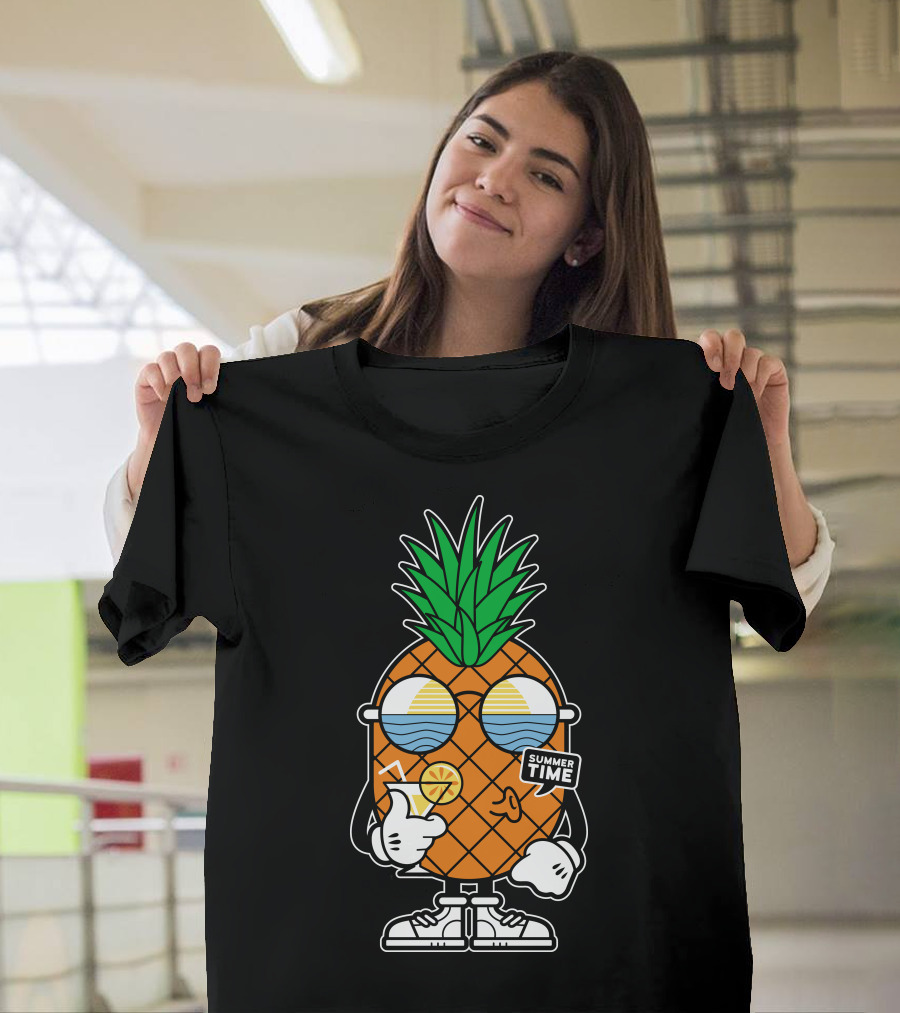 Pineapple Summer Time with Sunglasses and Cocktail T-Shirt