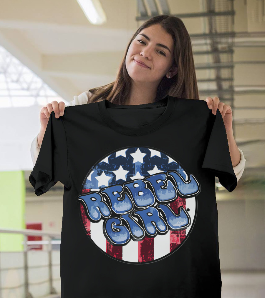 Rebel Girl Stars and Stripes American Flag T-Shirt