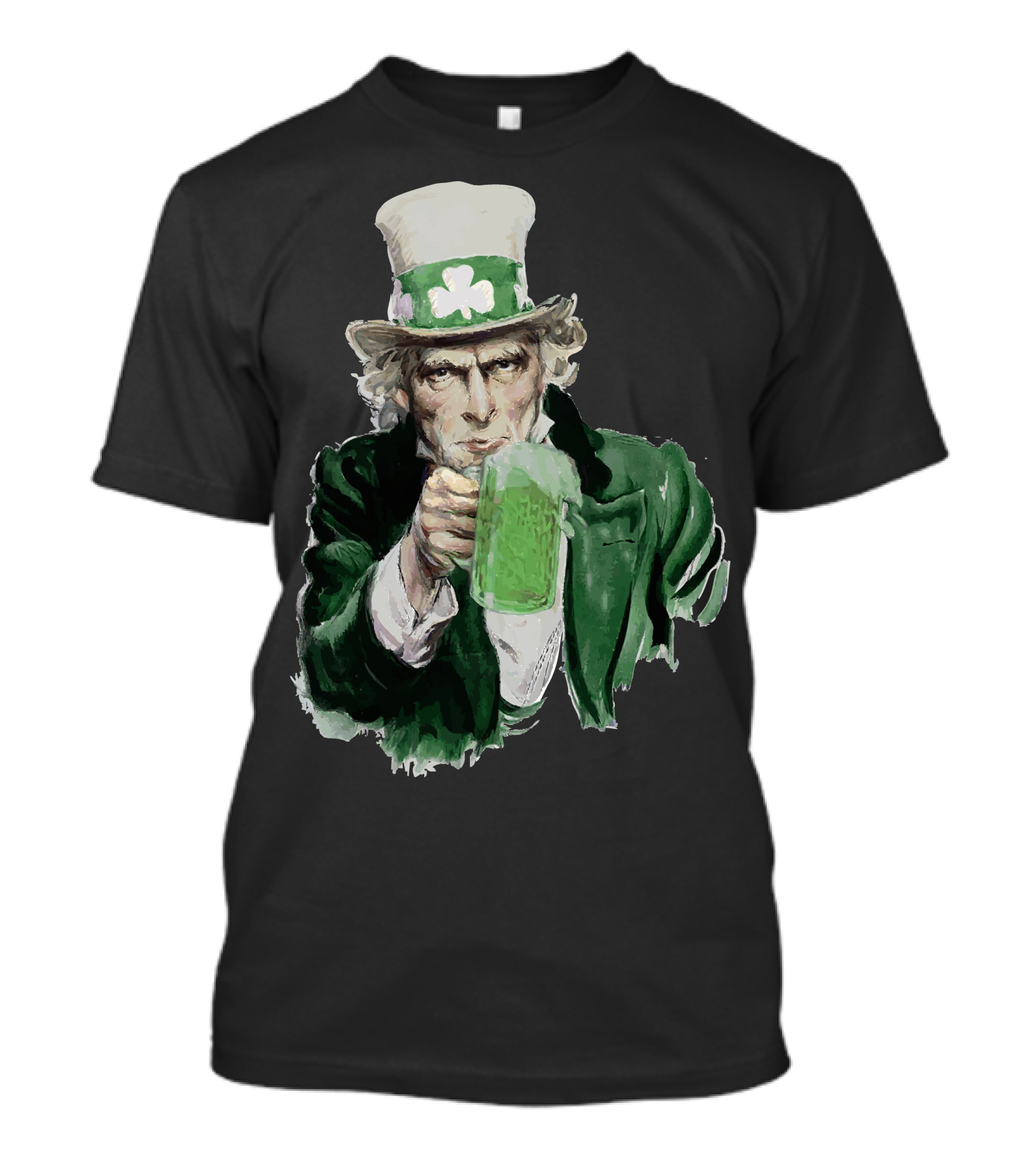 St Patricks Day Uncle Sam With Green Beer And Shamrock Hat T-Shirt