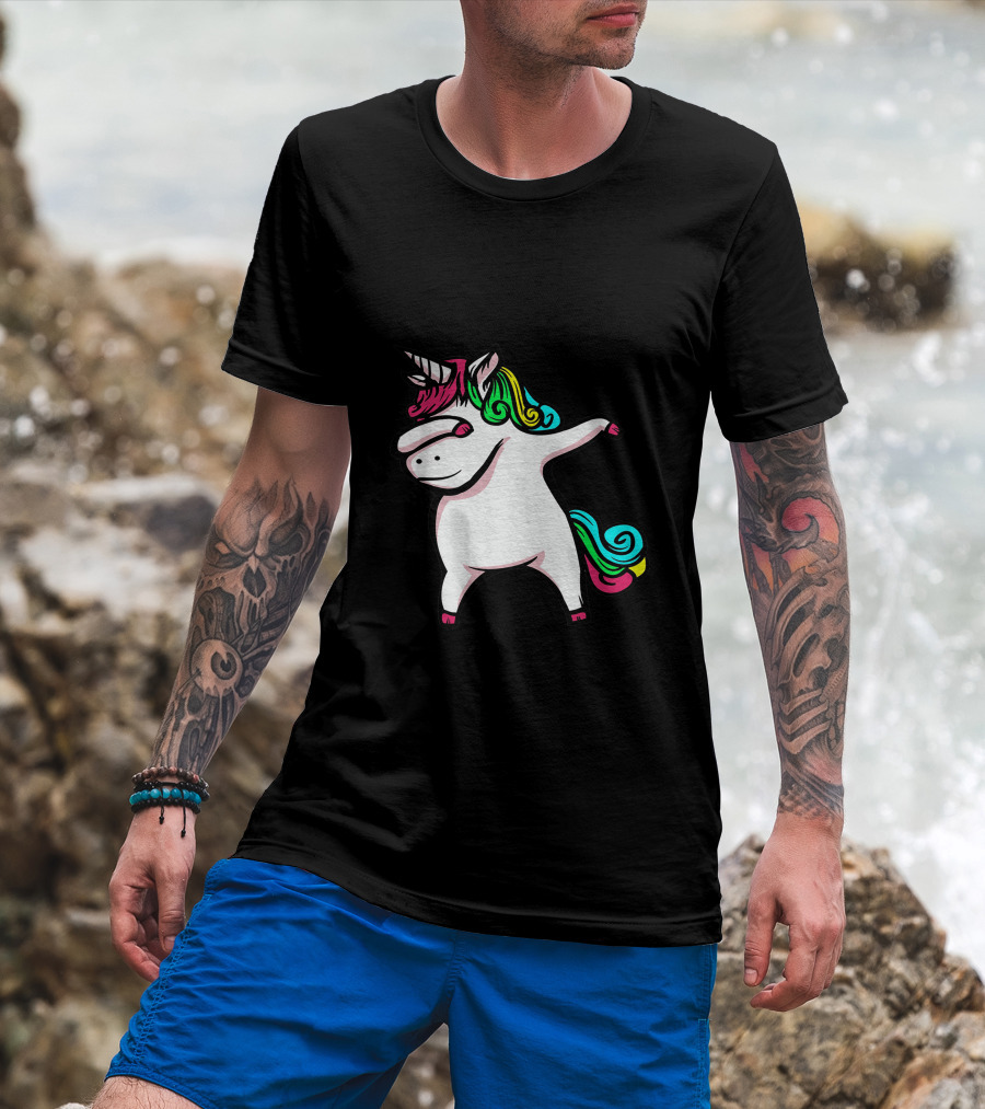 Step Dad Of The Birthday Girl Unicorn Dabbing T-Shirt