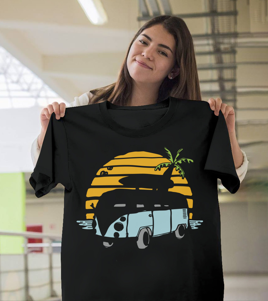 Summer Time Vintage Van Surf Sunset Adventure T-Shirt