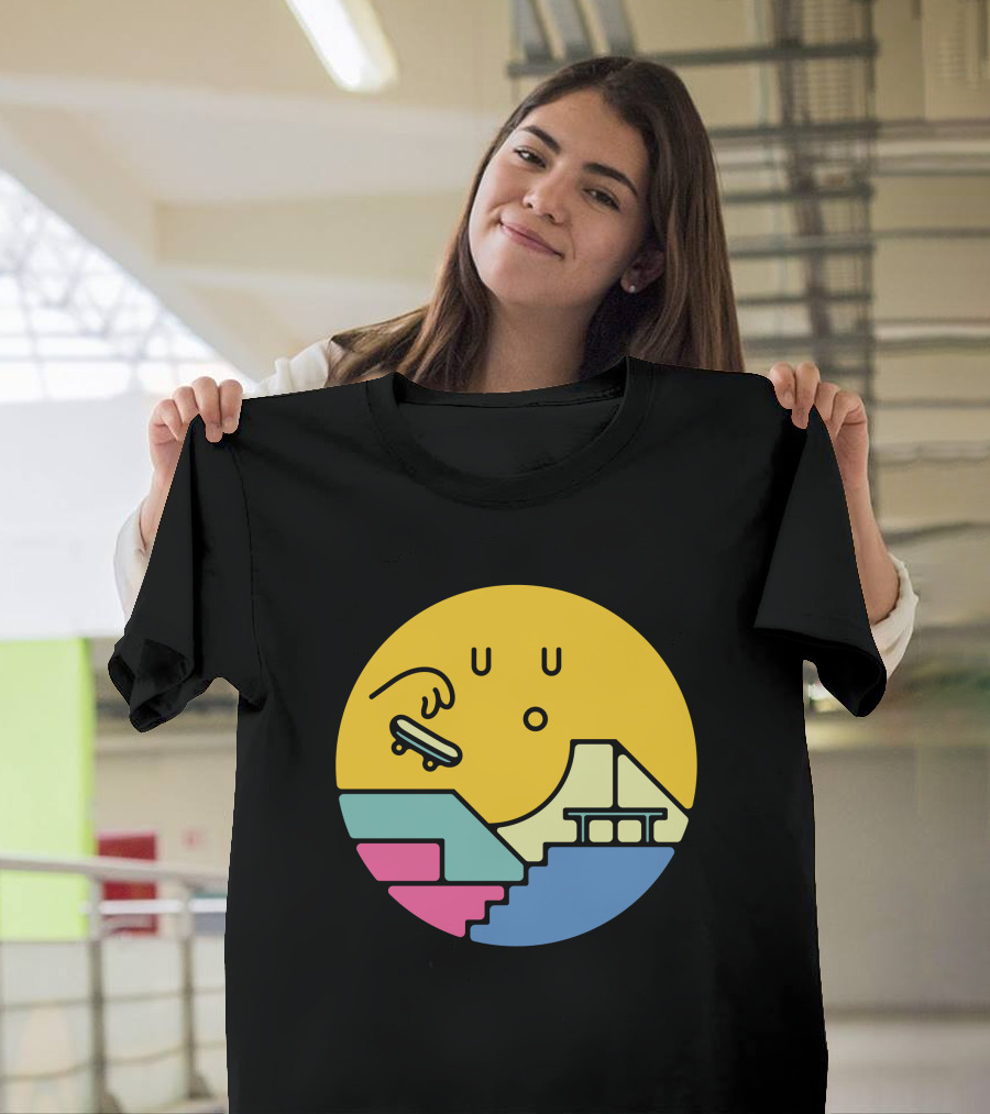 Sun Skateboard Park Circular Yellow Ramp Urban Landscape T-Shirt