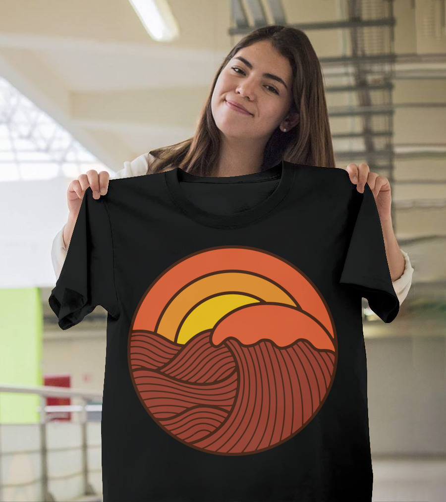 Sunset Circle Retro Wave And Sun Lines T-Shirt