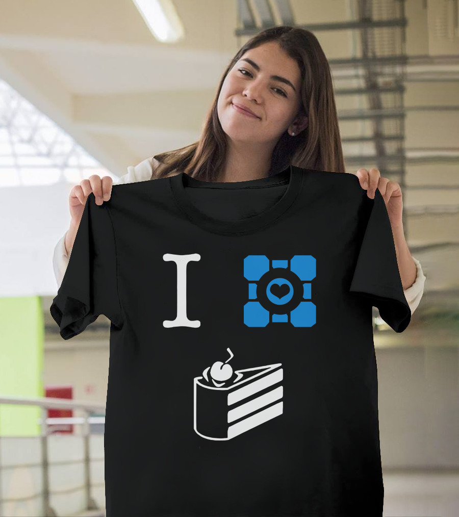I Love Companion Cube Cake Is A Lie T-Shirt