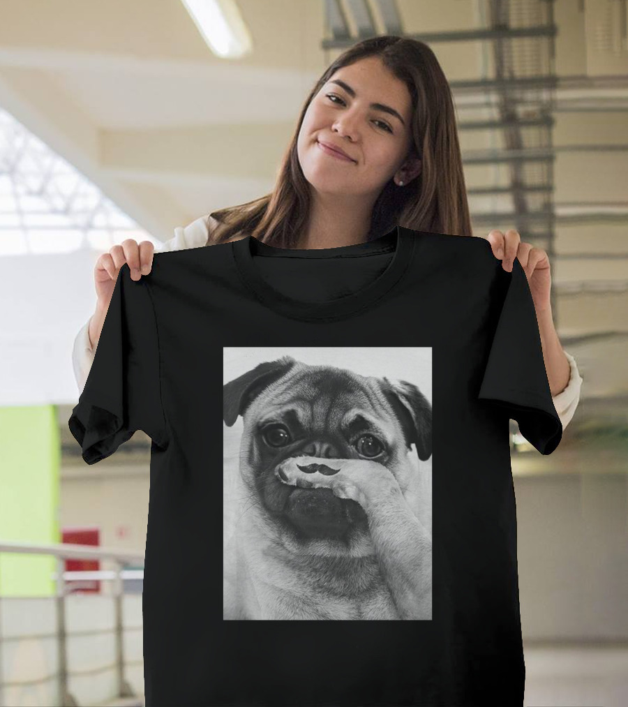 Moustache Pug with Paw Stache Pose T-Shirt