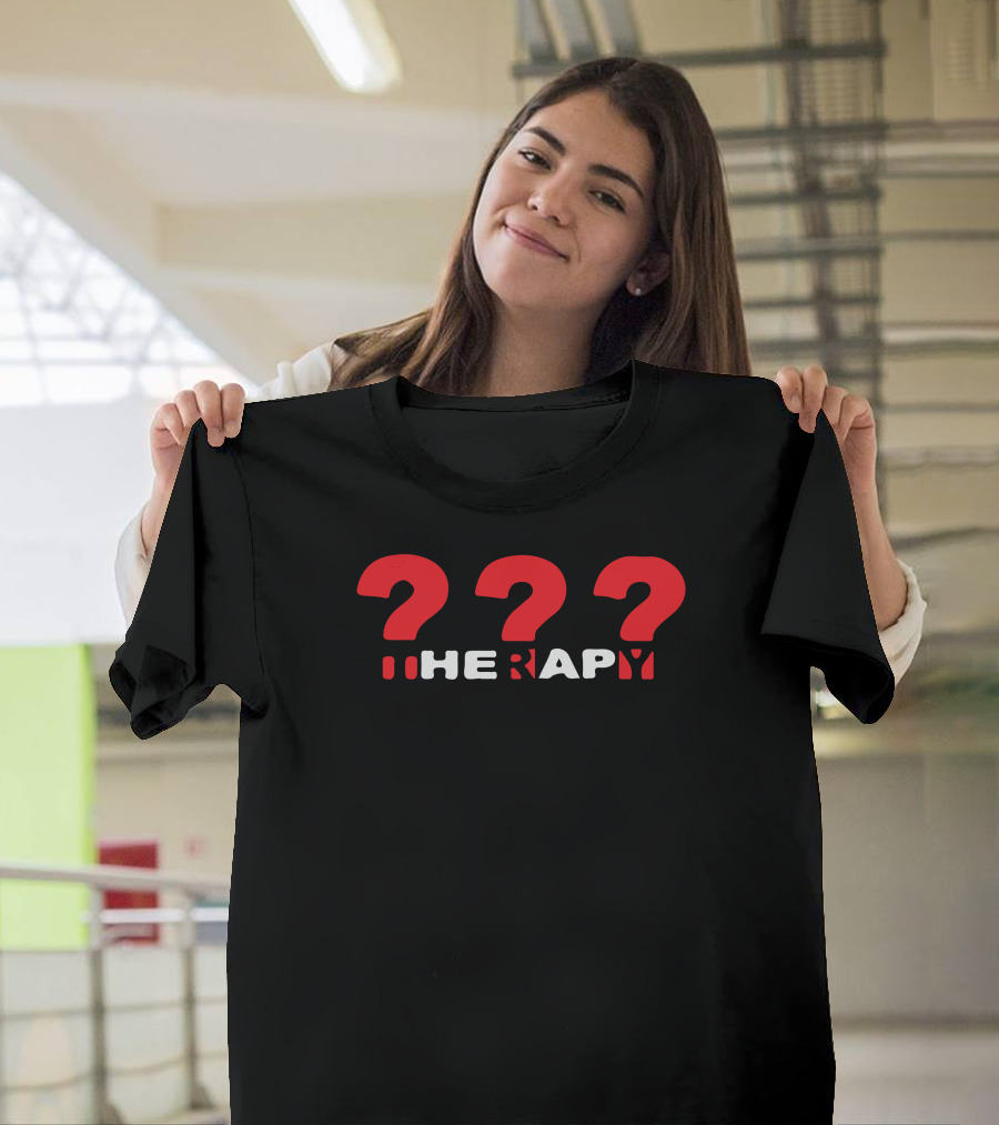 Therapy Question Marks Red Mystery Wordplay T-Shirt