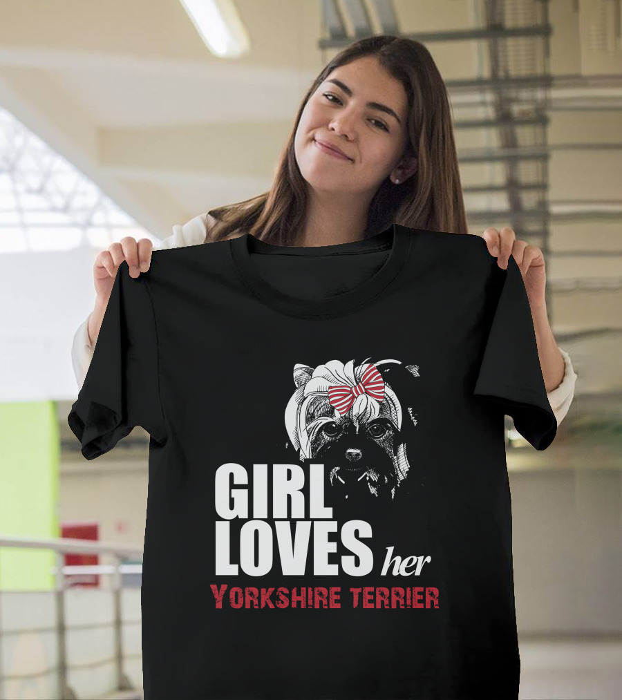 This Girl Loves Her Yorkshire Terrier with Red Bowtie T-Shirt
