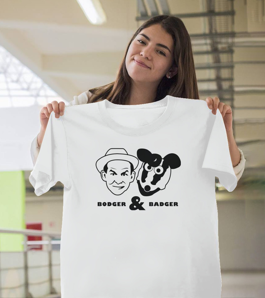 Bodger And Badger Iconic Duo Graphic Retro TV Show Nostalgia T-Shirt