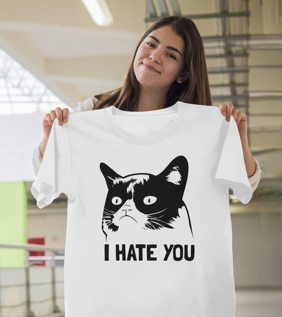 I Hate You Black Cat T-Shirt