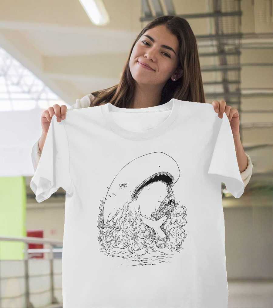 Captain Ahab And The Whale Dramatic Ocean Confrontation T-Shirt
