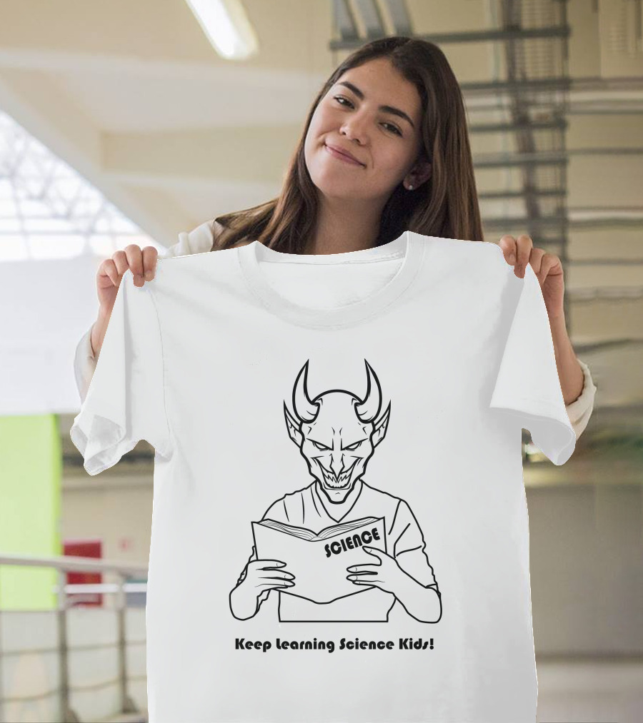 Keep Learning Science Kids Devil Reading Science Book T-Shirt