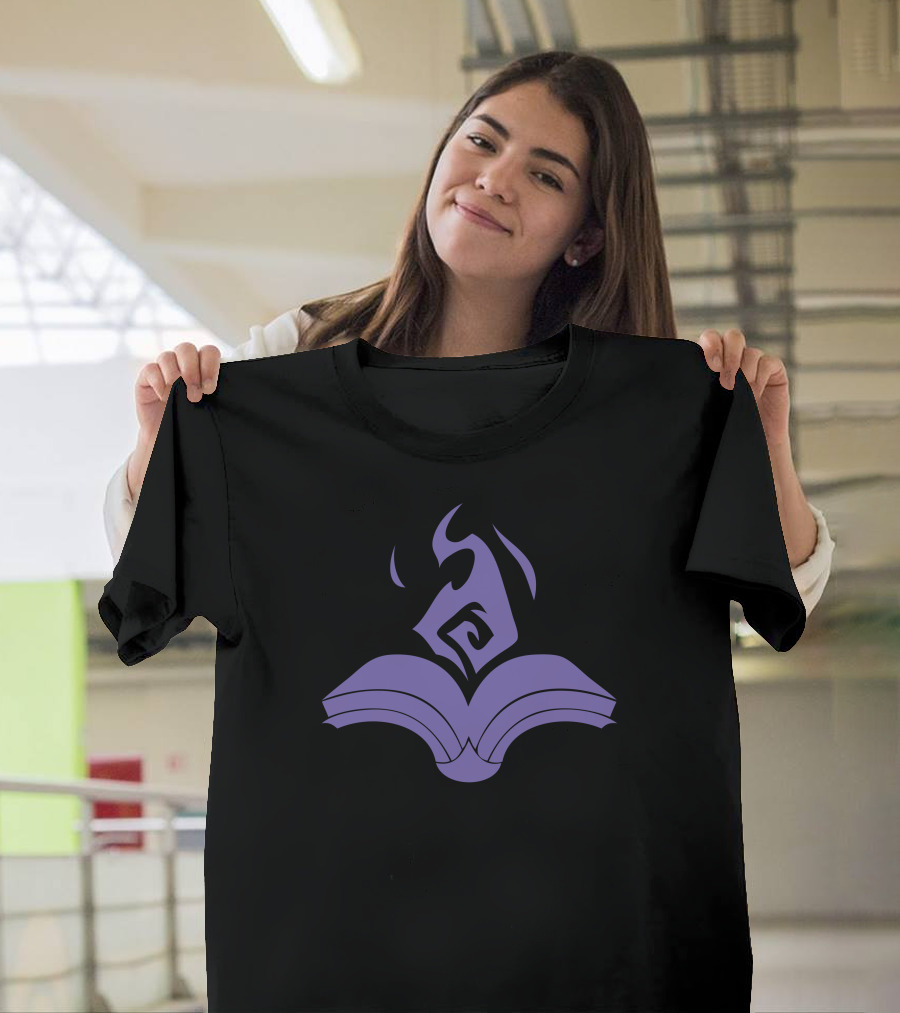 League of Legends Mage Icon with Purple Spellbook Flame T-Shirt