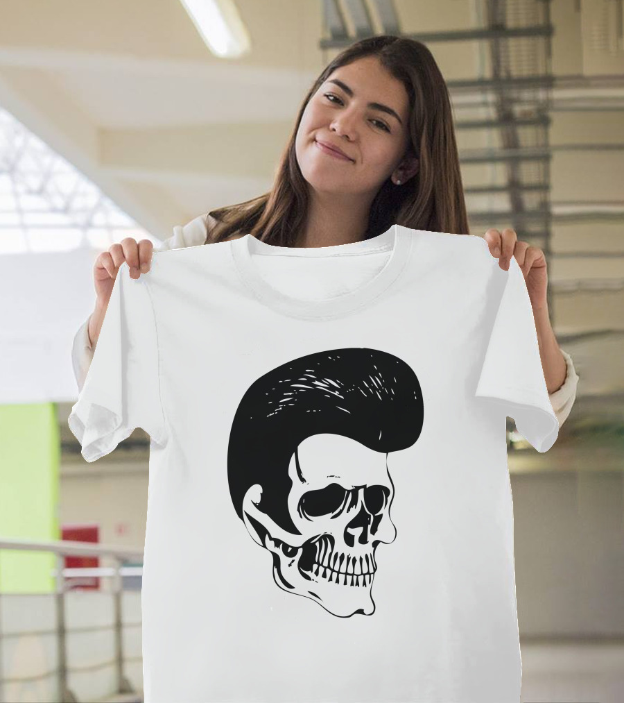 Rockabilly Skull Pompadour T-Shirt