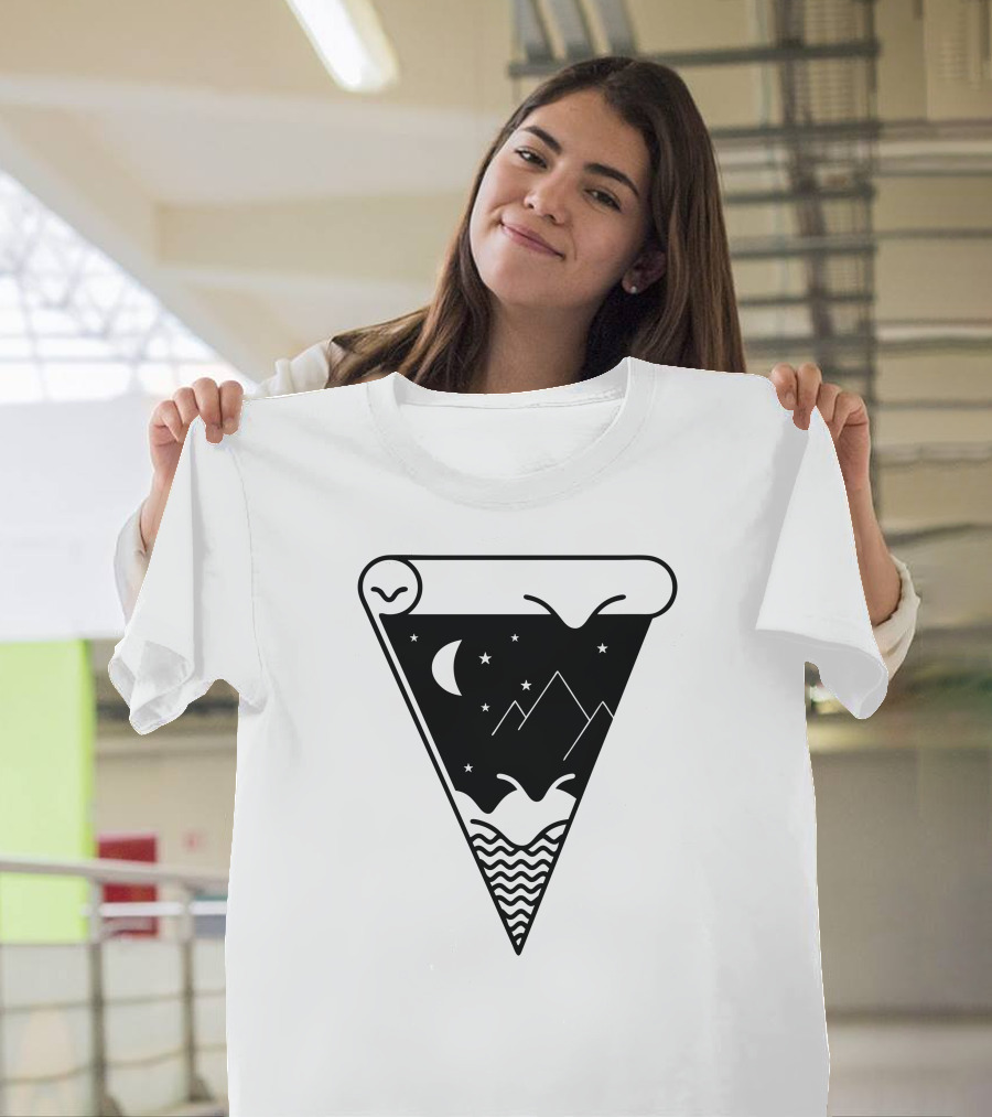 Night Sky Mountains and Waves Pizza Slice T-Shirt