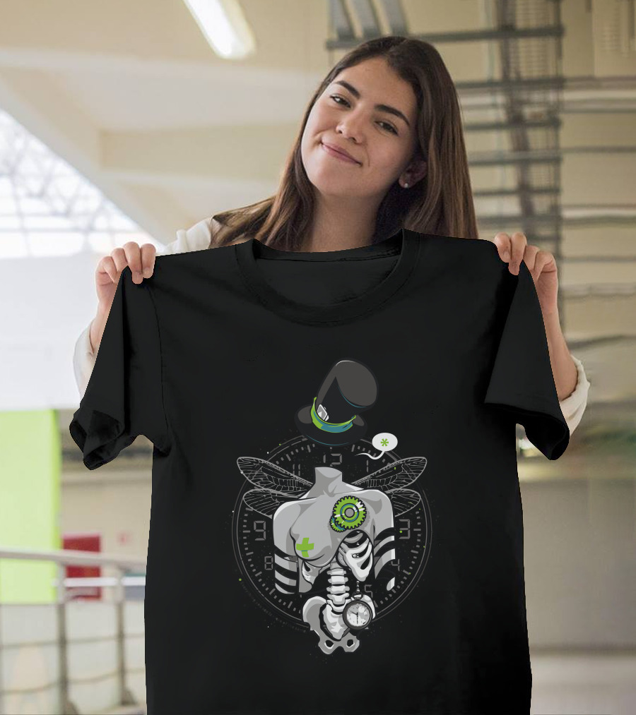 More Of The Same Surreal Skeletal Clockwork Top Hat Fusion T-Shirt