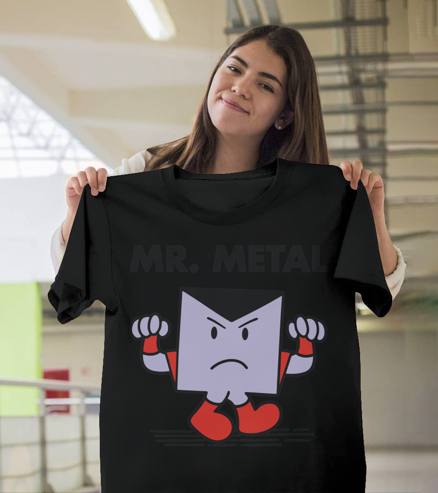 Mr Metal Angry Cartoon Block Character Red Boots T-Shirt