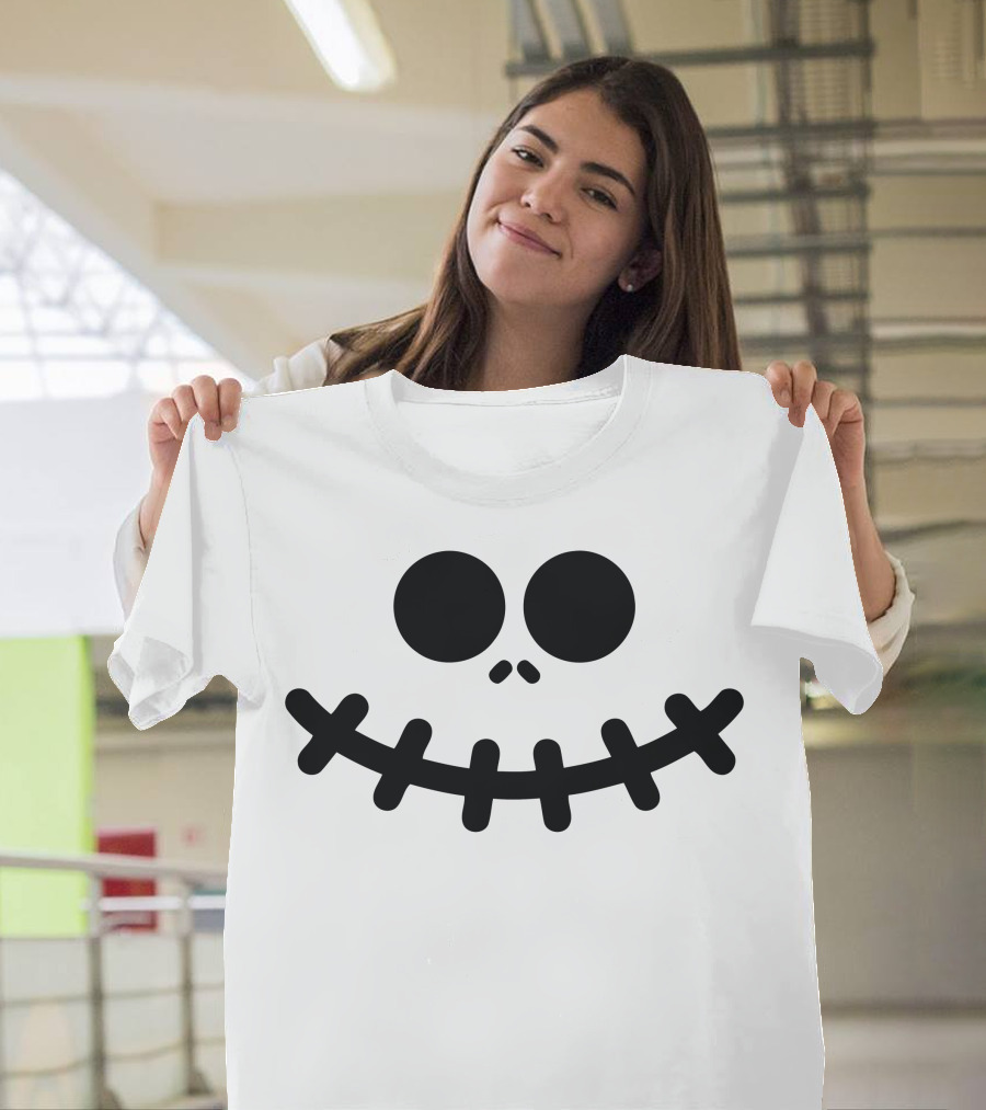 Pumpkin Funny Face Inspired by Iconic Smiling Stitched Grin T-Shirt