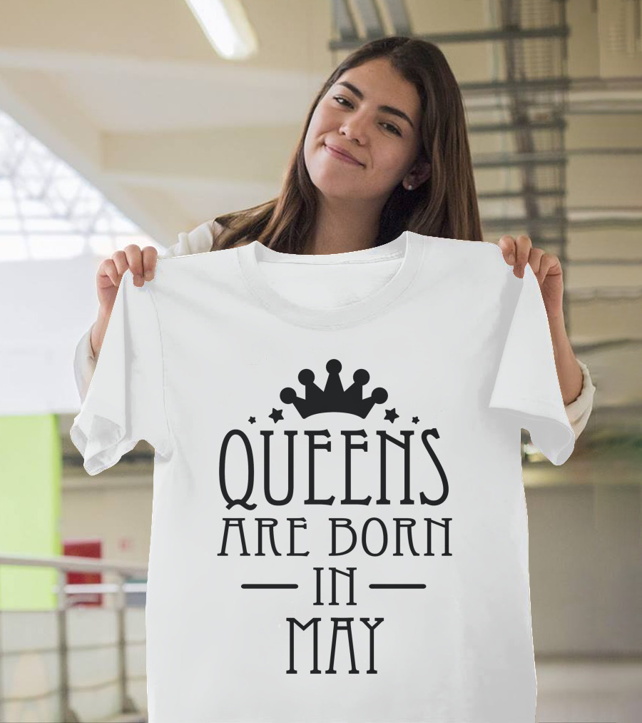 Queens Are Born In May Crown Stars T-Shirt