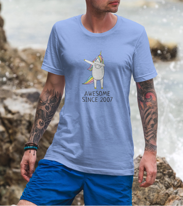 Dabbing Unicorn Awesome Since 2007 Birthday T-Shirt