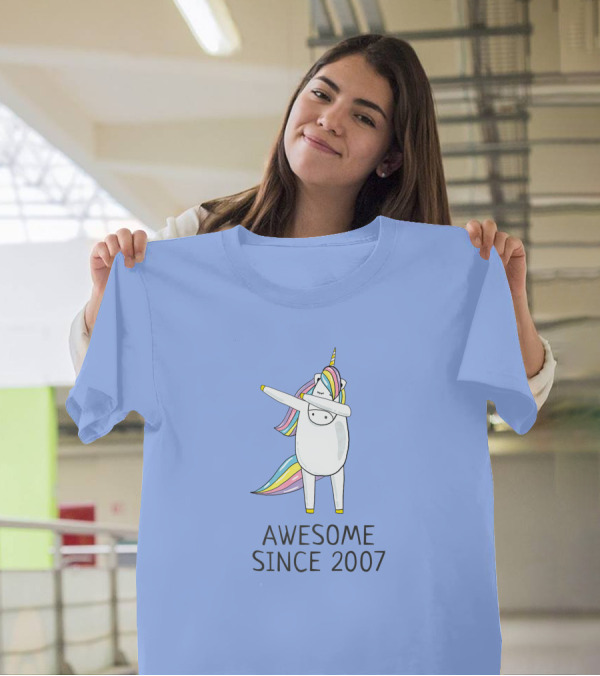 Dabbing Unicorn Awesome Since 2007 Birthday T-Shirt