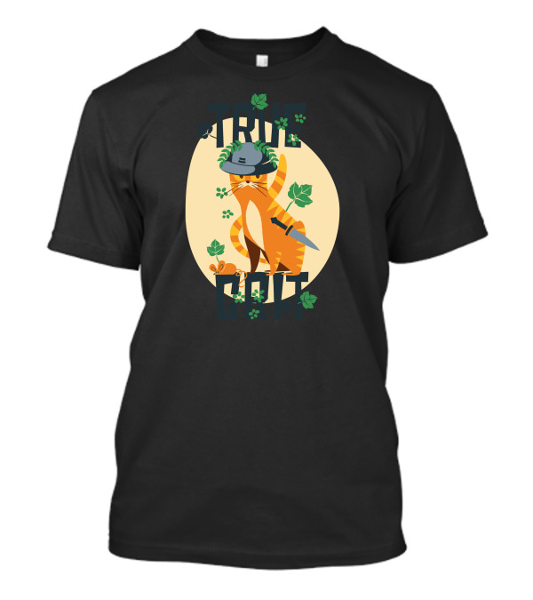 TRUE GRIT Cat Jungle Helmet Sword Leaves T-Shirt