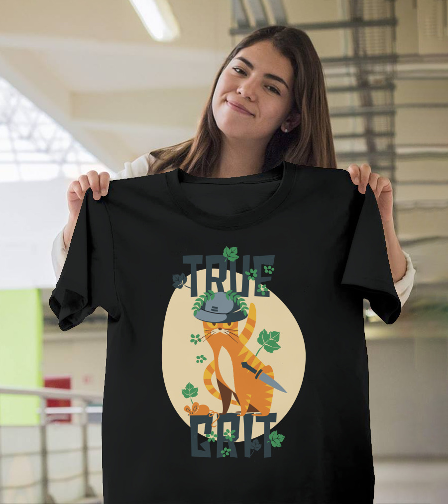 TRUE GRIT Cat Jungle Helmet Sword Leaves T-Shirt