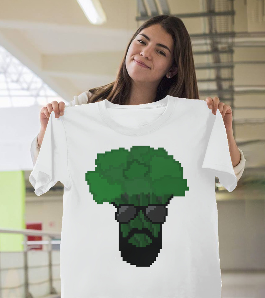 Broccoli Pixel Art Cool Shades Beard Avatar T-Shirt