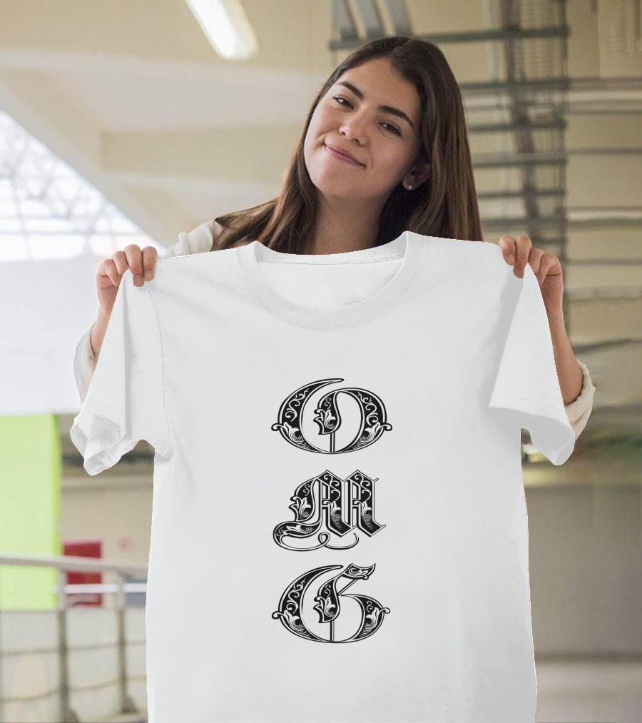 Omg Gothic Ornate Lettering T-Shirt