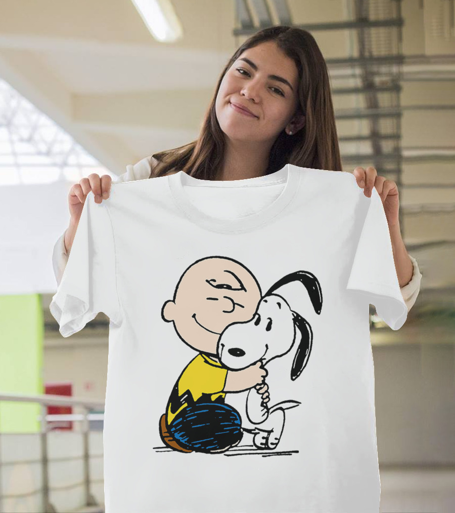 Charlie Brown and Snoopy Hugging Peanuts Characters T-Shirt