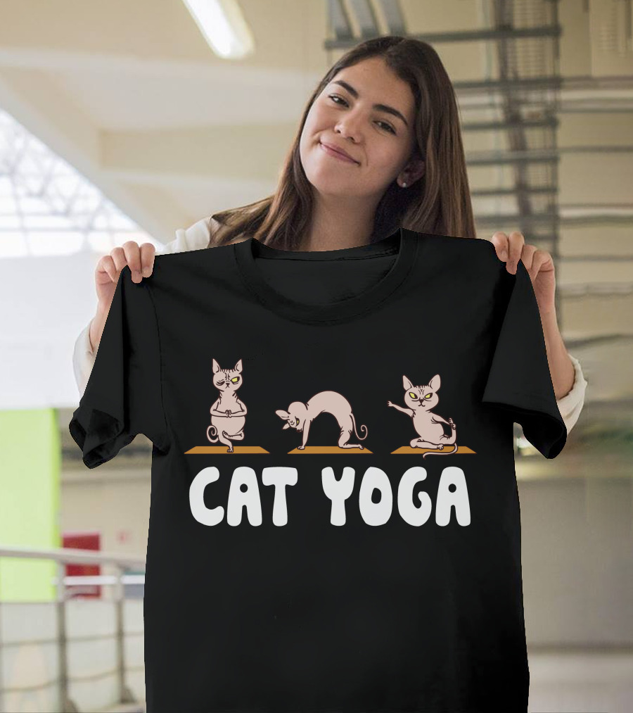 Cat Yoga Dark Humor Feline Poses T-Shirt