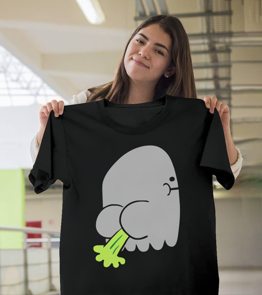 Ghost Fart Ghost with Green Farting T-Shirt