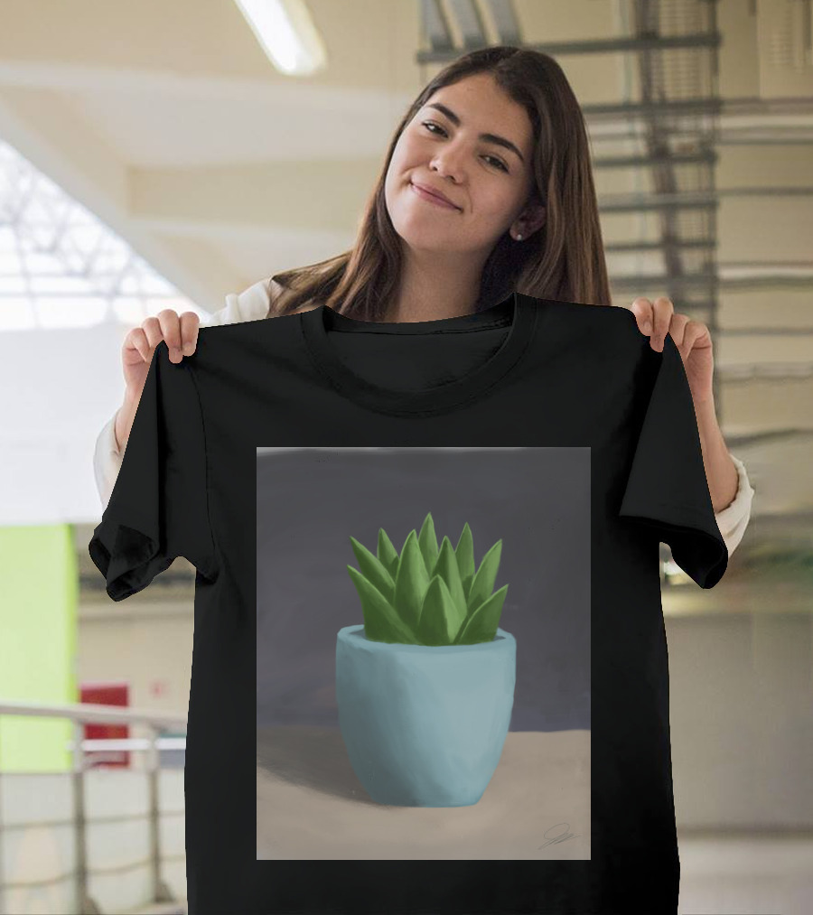 Signature Green Plant in Blue Pot T-Shirt