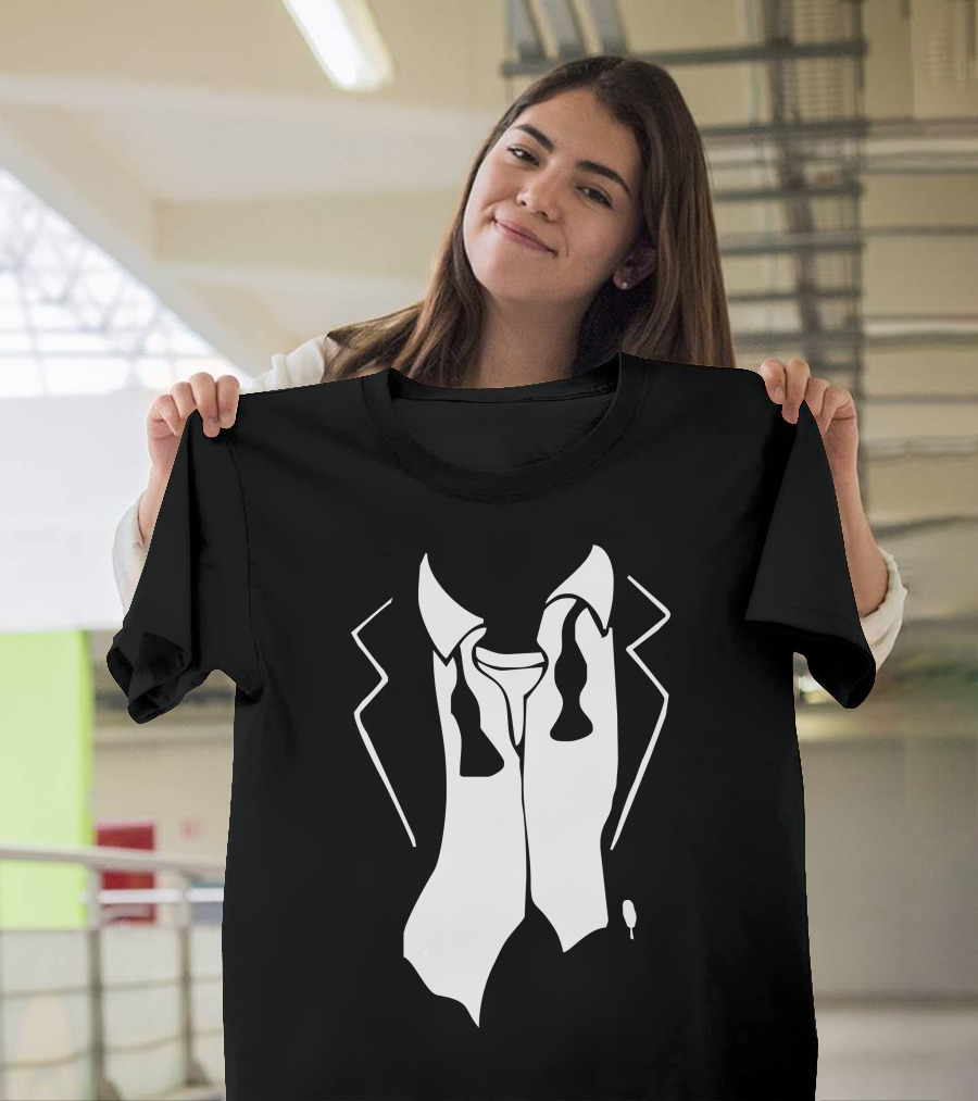 Tuxedo After Party Untied Bow Tie and Collar Outline T-Shirt