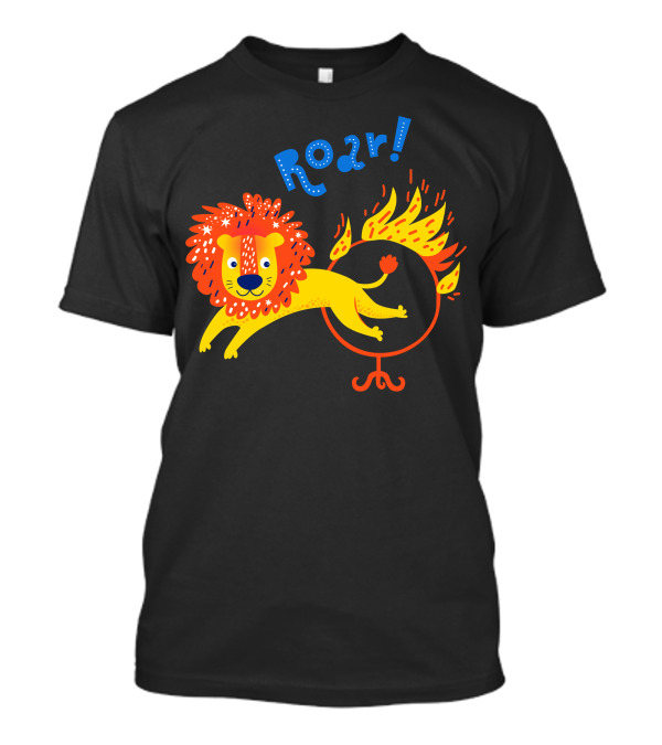 Roar Lion Jumping Through A Ring Of Fire T-Shirt
