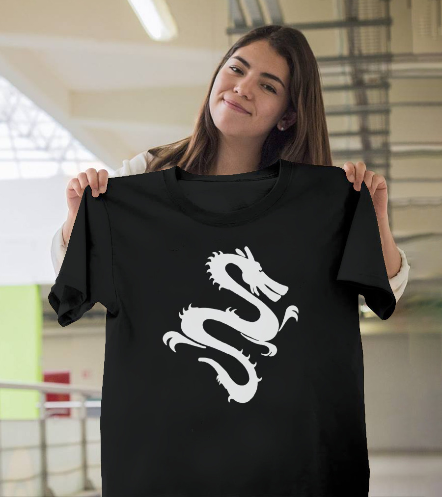 Dragon White Minimalist Asian-Inspired Serpent T-Shirt