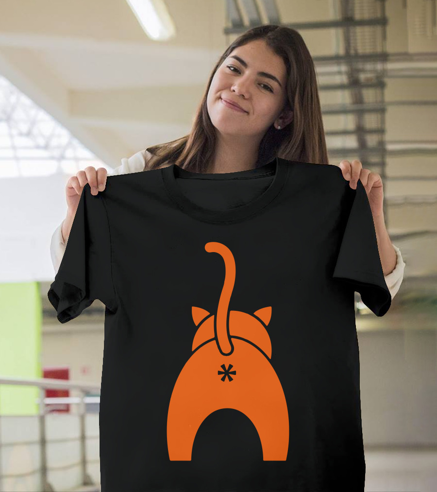 Funny Pet Cat Bum with Asterisk Tail and Ears T-Shirt
