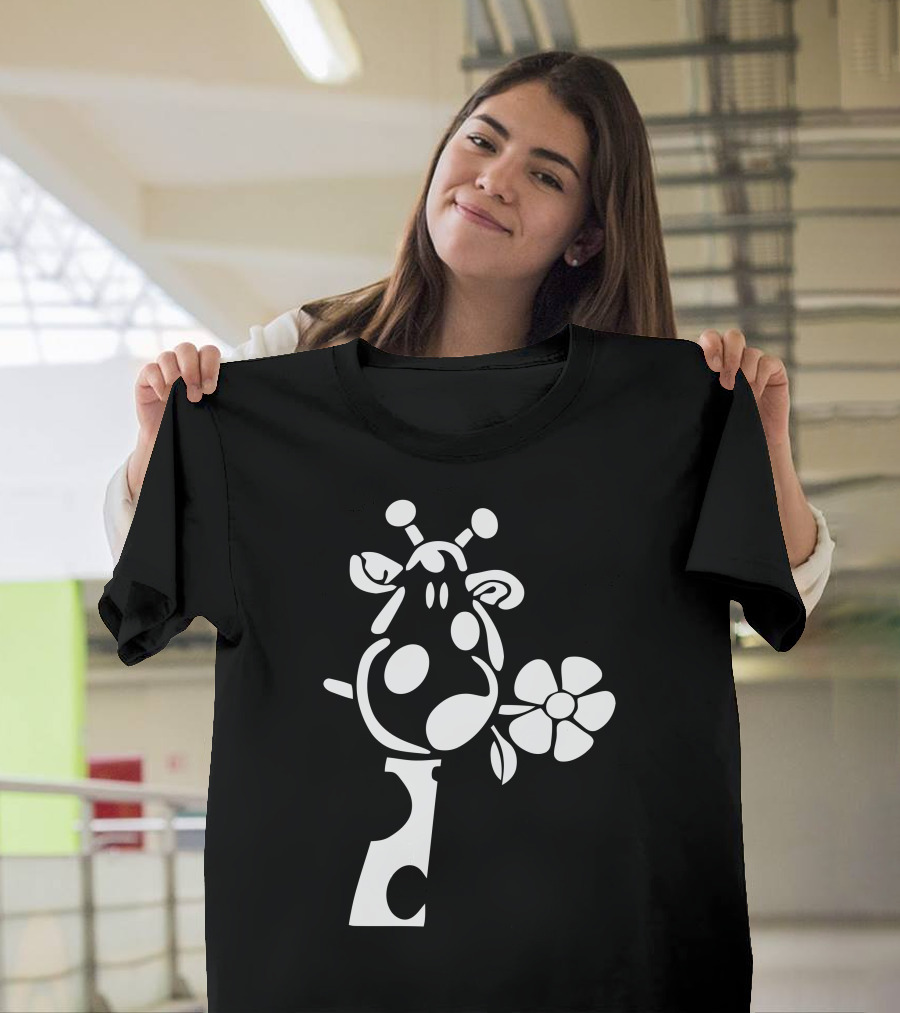 Giraffe Head with Cute Flower in Mouth T-Shirt