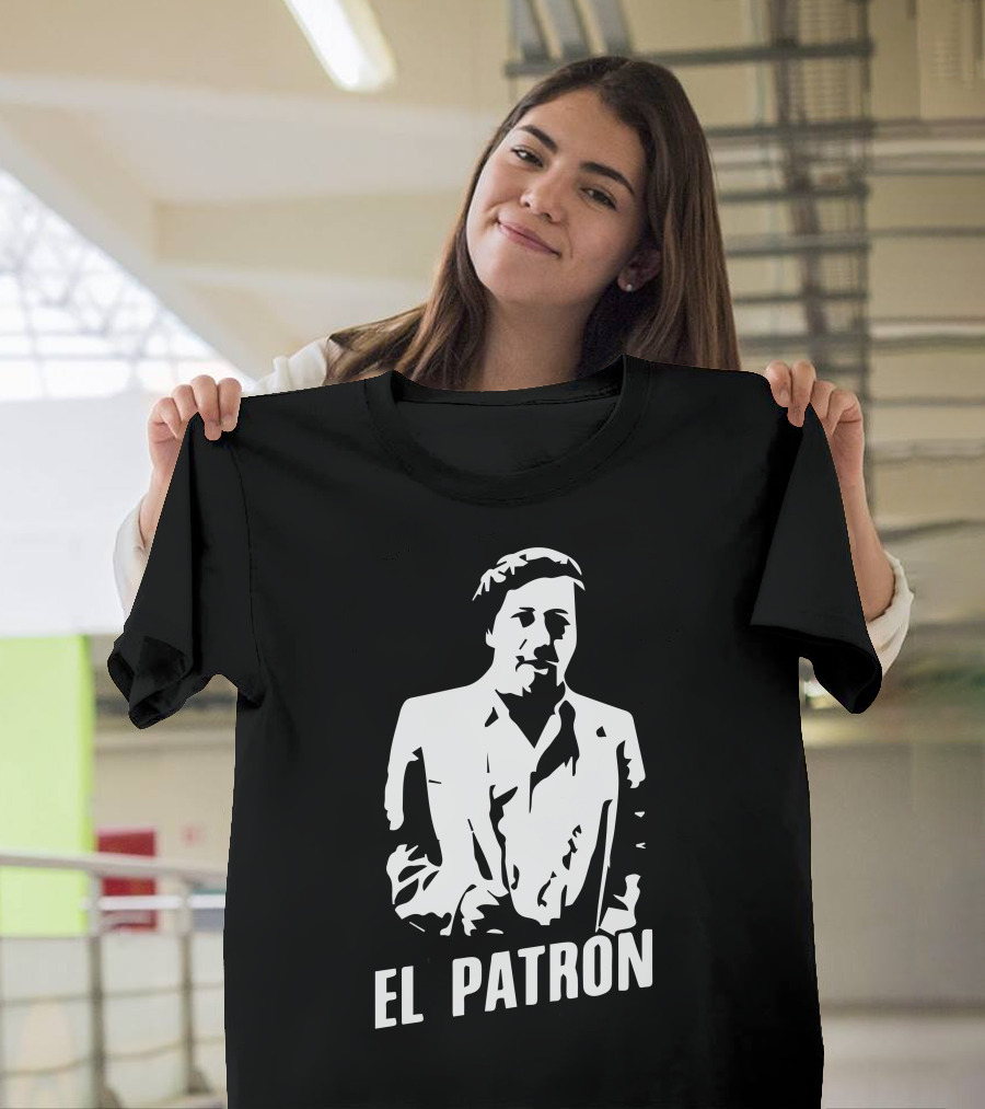 El Patron Pablo Escobar Black and White Stencil T-Shirt