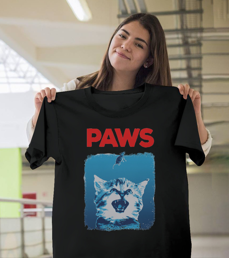 PAWS Cat Jaws Parody with Kitten and Mouse T-Shirt