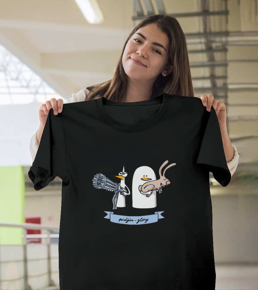 Pidjin Glory Armed Pigeon and Rabbit Duo T-Shirt