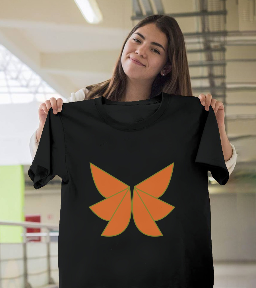 Orange Geometric Butterfly Shape T-Shirt