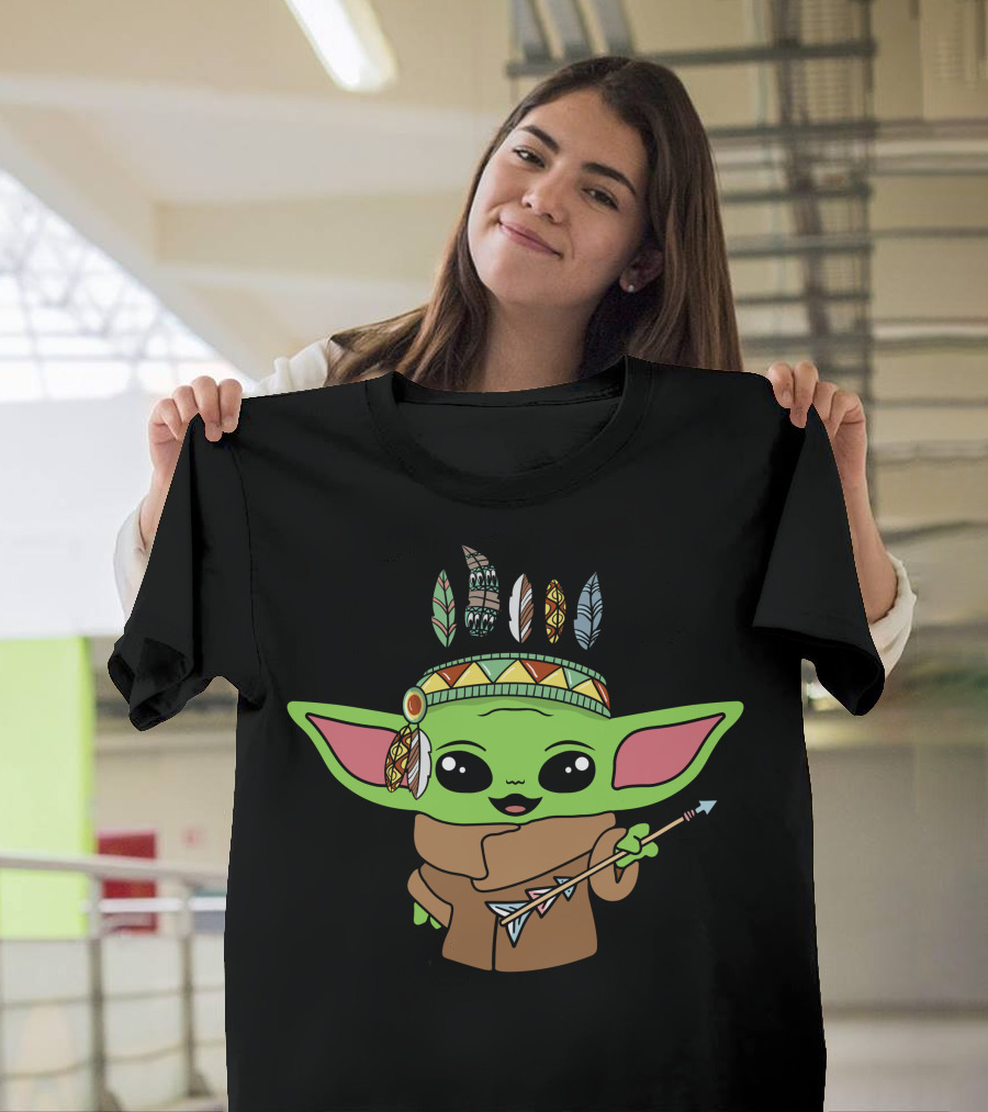 Baby Yoda Boho Style Feathers and Arrow Collection T-Shirt